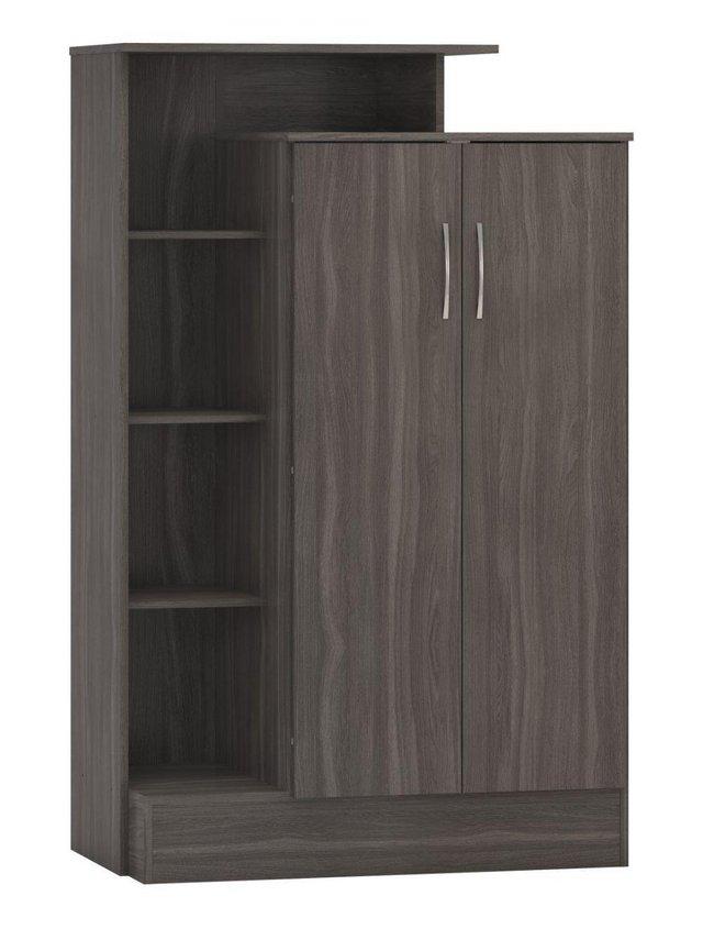 Preview of the first image of NEVADA PETITE OPEN SHELF WARDROBE IN BLACK WOOD GRAIN.