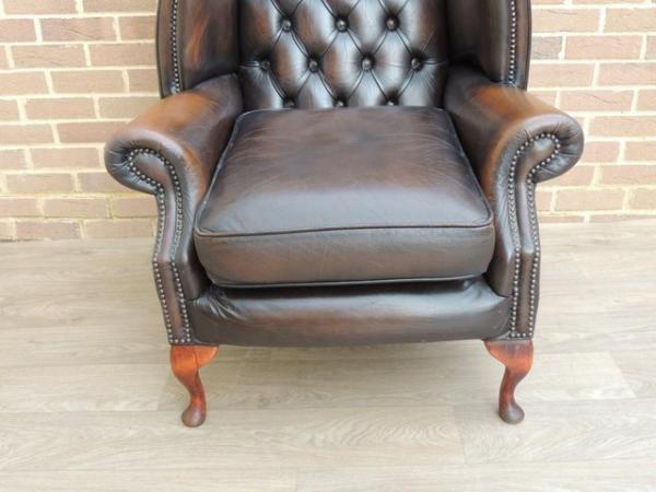 Image 8 of Queen Anne Golden Brown Armchair Chesterfield (UK Delivery)