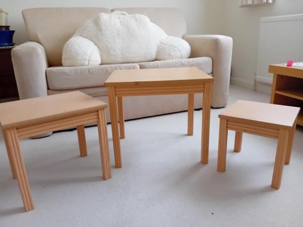 Image 2 of Nest of tables for sale, pine coloured