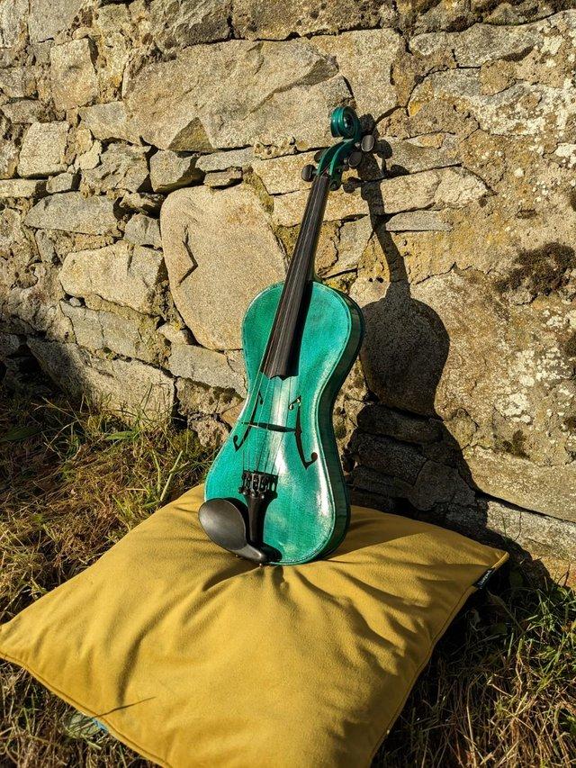 Preview of the first image of Tim Phillips violin blue green collectors handmade.