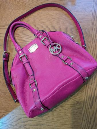 Image 3 of Genuine Michael Kors leather hot pink handbag