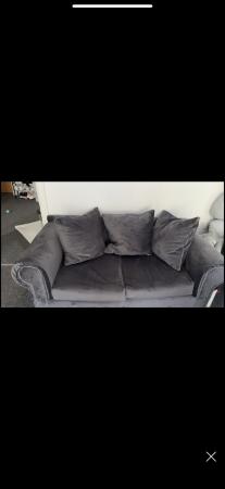 Image 2 of Grey 3+2 sofa velvet used