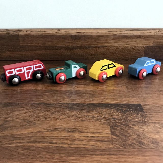 Preview of the first image of Vintage 1990's BRIO wooden vehicles x 4 assorted. Sweden..