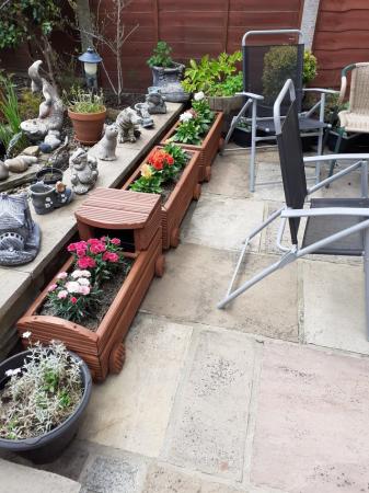 Image 2 of Train Garden Planter set fully lined with ground sheet mate.
