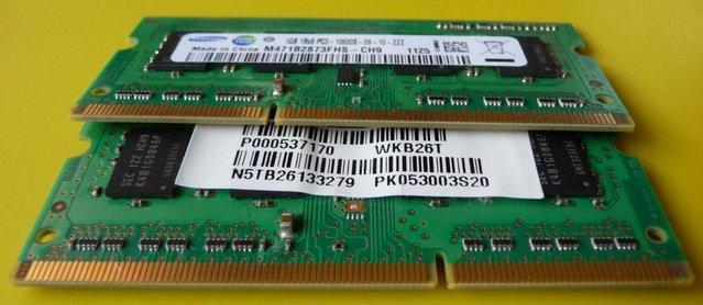 Image 2 of 2GB ( 2 x 1GB ) Samsung PC3 Laptop Memory 1333 Mhz