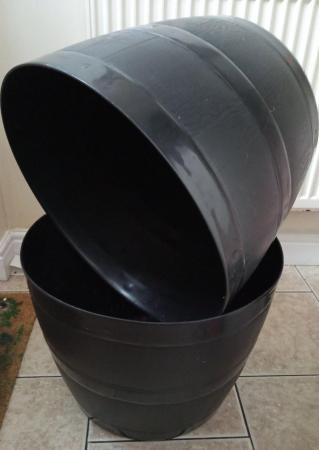 Image 2 of Large 50cm barrel planters - x2 New