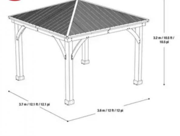 Image 2 of large yardistry gazebo wooden structure aluminium roof