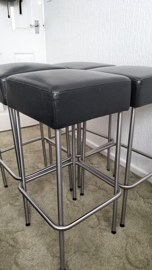 Preview of the first image of Bar stools black cushioned.