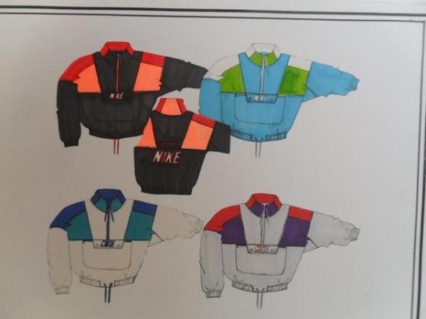 Image 20 of Sport apparel designs on boards ready to be manufactured.
