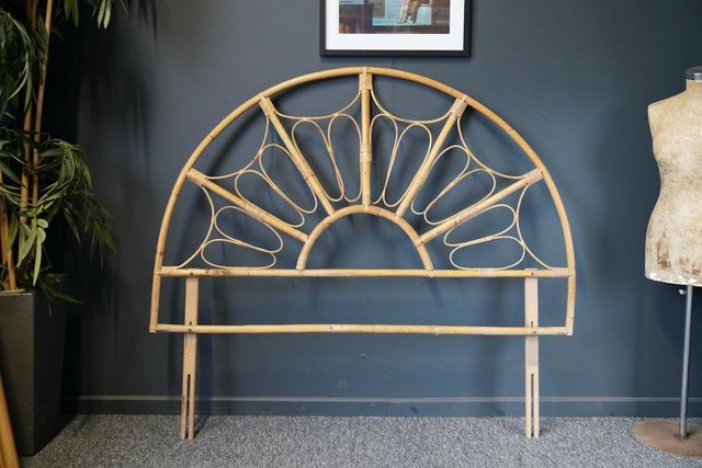 Preview of the first image of Mid Century 1970s LgDouble/KingSize Bamboo Peacock Headboard.