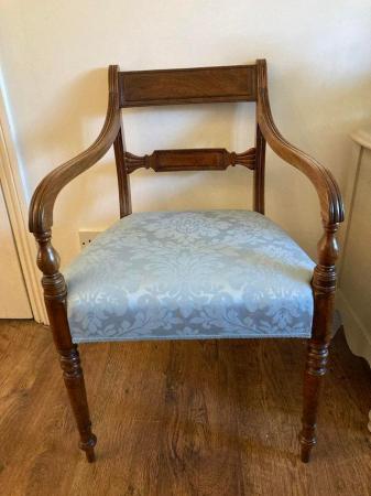 Image 2 of Pair Edwardian wooden upholstered seat chairs