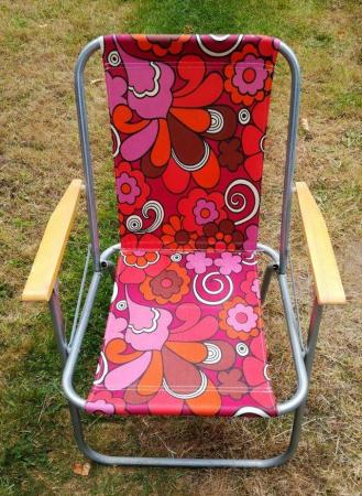 Image 1 of VINTAGE 1960 1970 Flower Power Garden Chair Fold Up