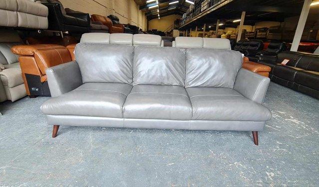 Image 7 of Ex-display Angelo grey leather 3 seater sofa