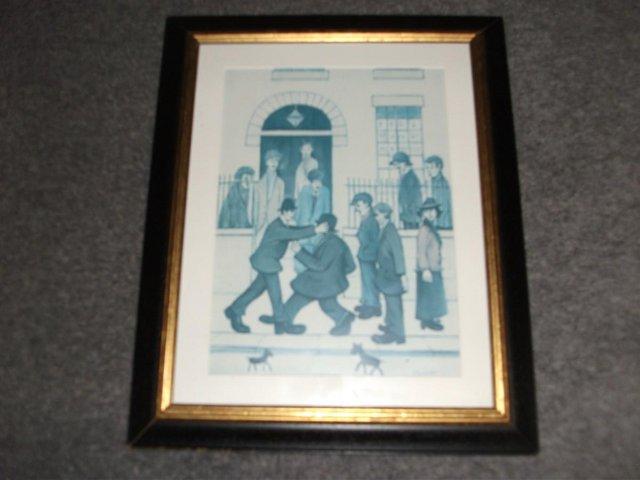 Preview of the first image of L.S.Lowry print.The Fight. In wood frame. Good condition..