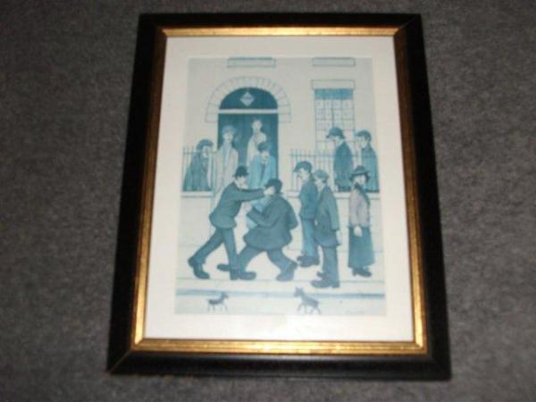 Image 1 of L.S.Lowry print.The Fight. In wood frame. Good condition.