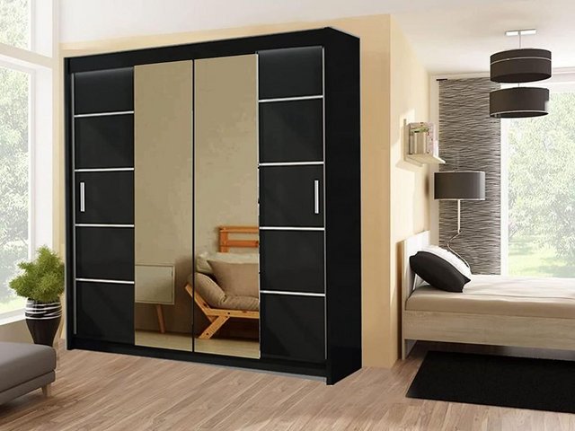 Preview of the first image of Double Wardrobe With Mirror Doors Ash Black.
