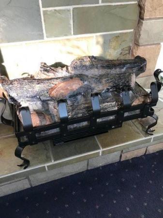 Image 1 of Log effect & wrought iron -electric fire ( insert / hearth)