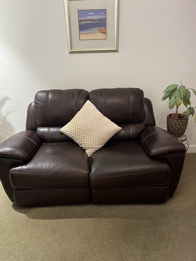 Preview of the first image of 2x2 sofa leather recliners and pouffe.