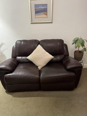 Image 1 of 2x2 sofa leather recliners and pouffe