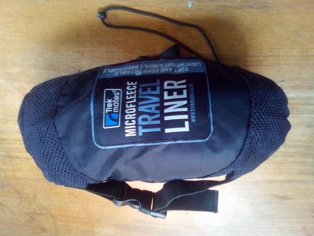 Preview of the first image of Trekmate microfleece travel liner (sleeping bag liner) black.