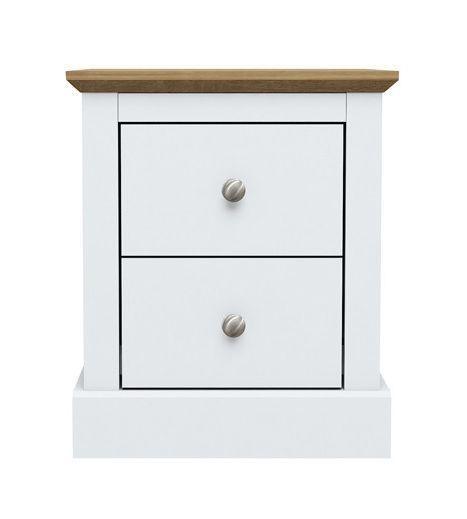 Preview of the first image of DEVON 2 DRAWER BEDSIDE - WHITE & OAK.