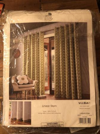 Image 1 of Orla Kiely linear stem fully lined eyelet curtains new