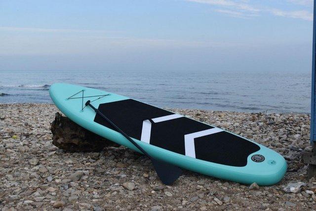 Preview of the first image of 10'6" Mint Green Inflatable Paddle Board Set - Free Delivery.