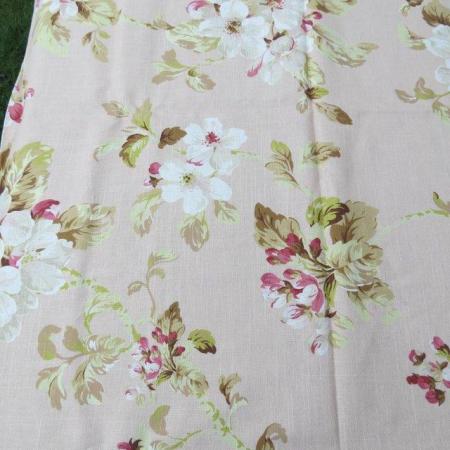 Image 1 of Fabric Remnant  soft pink background with floral design