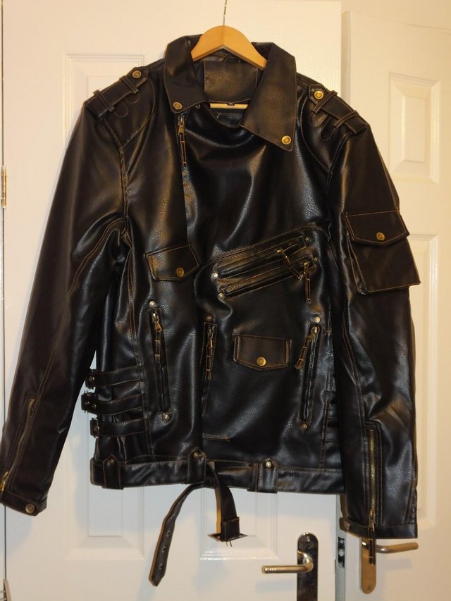Preview of the first image of Faux Leather Motorcycle Jacket.