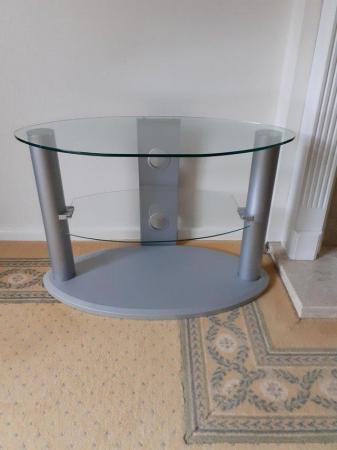 Image 3 of GLASS OVAL SHAPED TV STAND With a glassshelf
