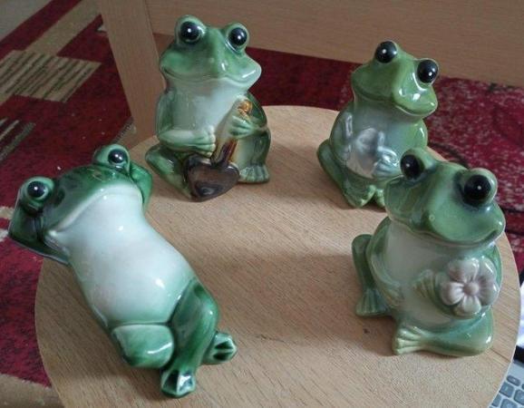Image 2 of Set of 4 glazed frog ornaments