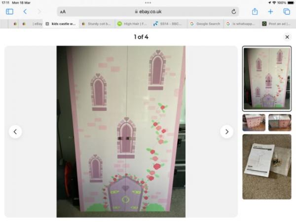Image 1 of Princess Castle wardrobe, chest of drawers and bedside unit