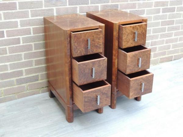 Image 7 of Pair of Antique Walnut Bedside Tables (UK Delivery)