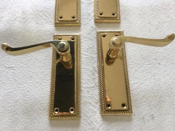 Image 3 of Georgian Brass Door handles