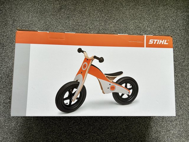 Preview of the first image of STIHL children’s wooden balance bike.
