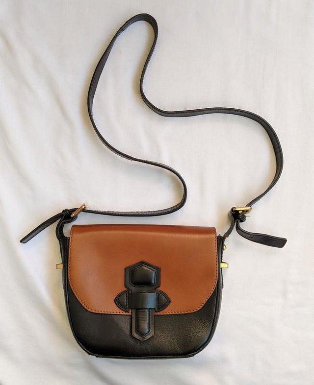 Preview of the first image of ASOS Leather Cross Body Bag Brown Black.