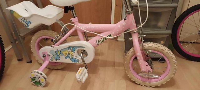 Preview of the first image of Concept Unicorn 12 Inch Wheel Kids Bike Pink Like New.