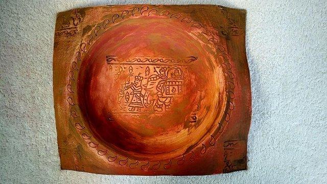 Image 2 of INDIAN  HOME MADE ORIGINAL TERACOTTA CLAY BOWL WITH ELEPHANT
