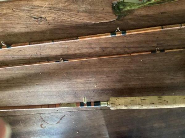 Image 2 of Hardy Gold medals split cane fishing rod and brass reel