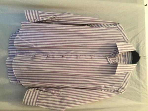 Image 3 of Allea purple/ white candy stripe dress shirt