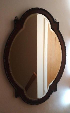 Image 2 of Large oak framed wall mirror in excellent condition