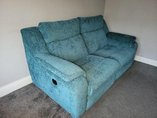 Image 2 of DFS 3 seater Sofa manual recliner. Almost as good as new