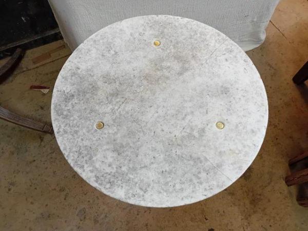 Image 3 of ANTIQUE VICTORIAN HEAVY CAST IRON MARBLE TOP BISTRO TABLE VG