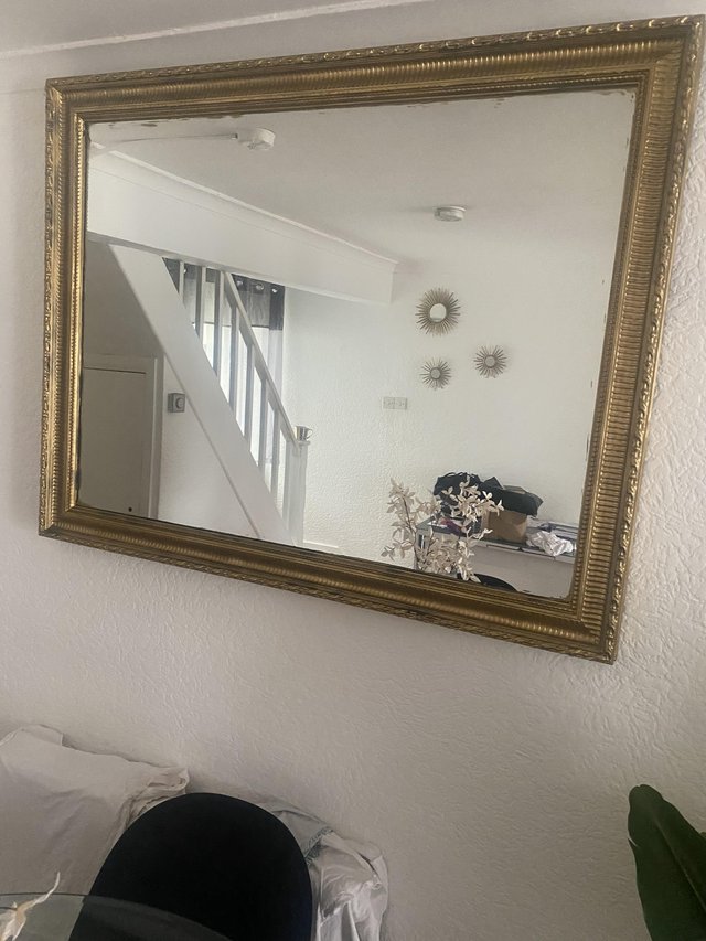 Large gold glass wall mirrors