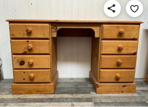 Image 1 of Solid pine dressing table or computer desk with drawers
