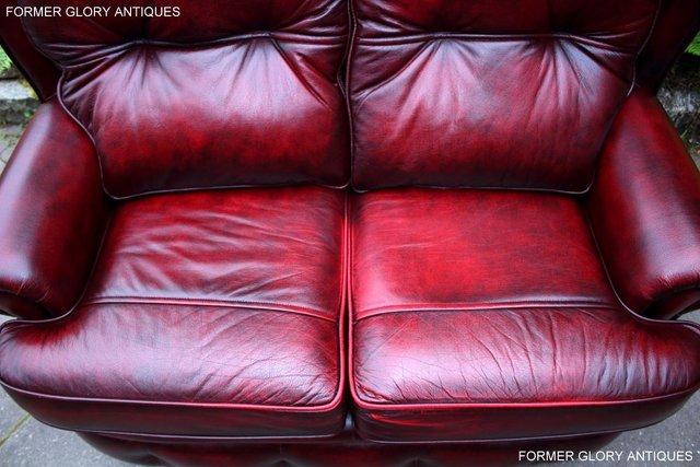 Image 84 of SAXON OXBLOOD RED LEATHER CHESTERFIELD SETTEE SOFA ARMCHAIR