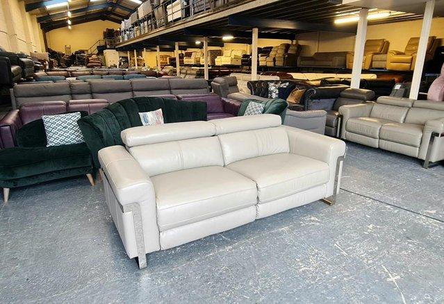 Image 4 of Moreno lead grey leather electric recliner 3 seater sofa