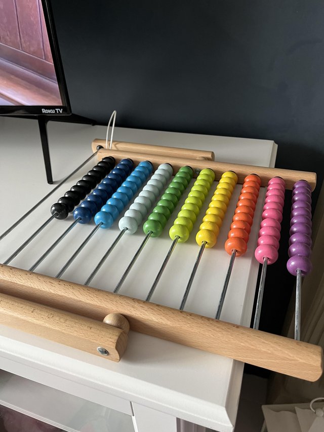 Preview of the first image of Ikea Colourful Abacus Wooden Counting Frane.