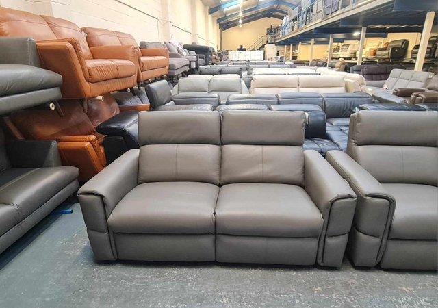 Image 5 of Samson grey leather electric recliner 2 x 2 seater sofas