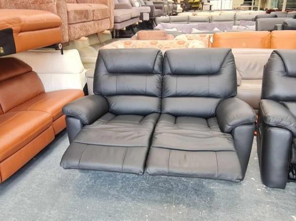 Image 7 of La-z-boy Staten black leather electric 3+2 seater sofas